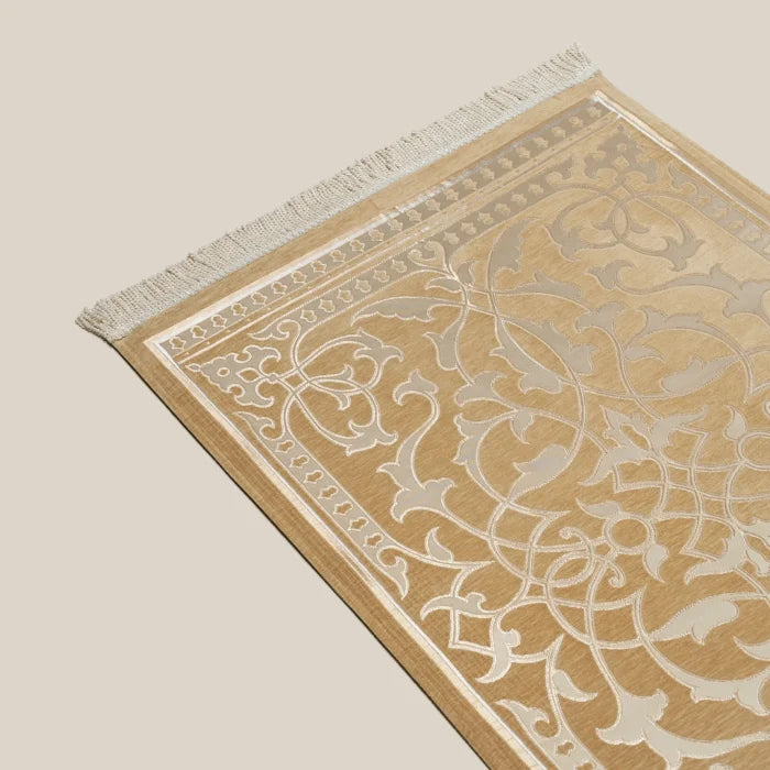 Luxury Chenille Prayer Mat – Dark Beige